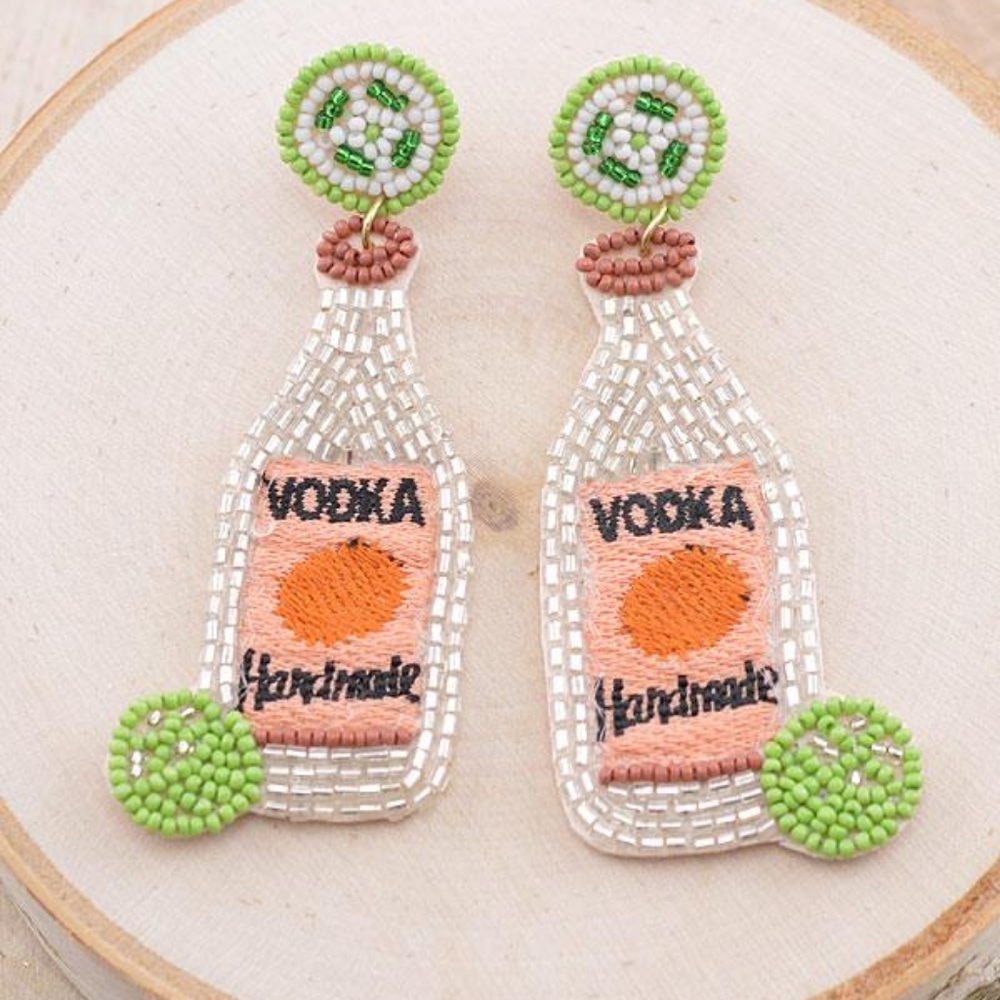 Vodka With Lime Beaded Earrings - Brunch Date Earrings - Girls' Night Out